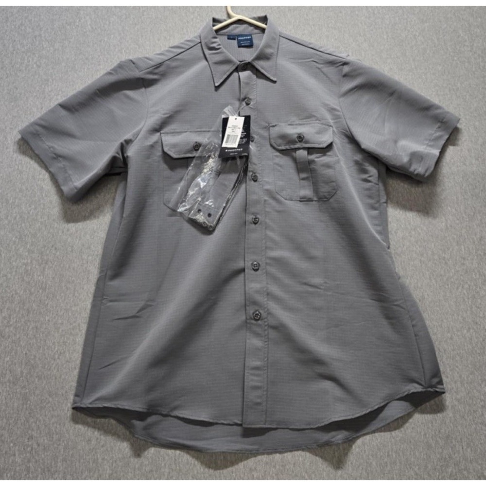 PROPPER TACTICAL Short Sleeve Shirt Gray Battle RIP Mens NYLON Shirt SIZE L, NWT